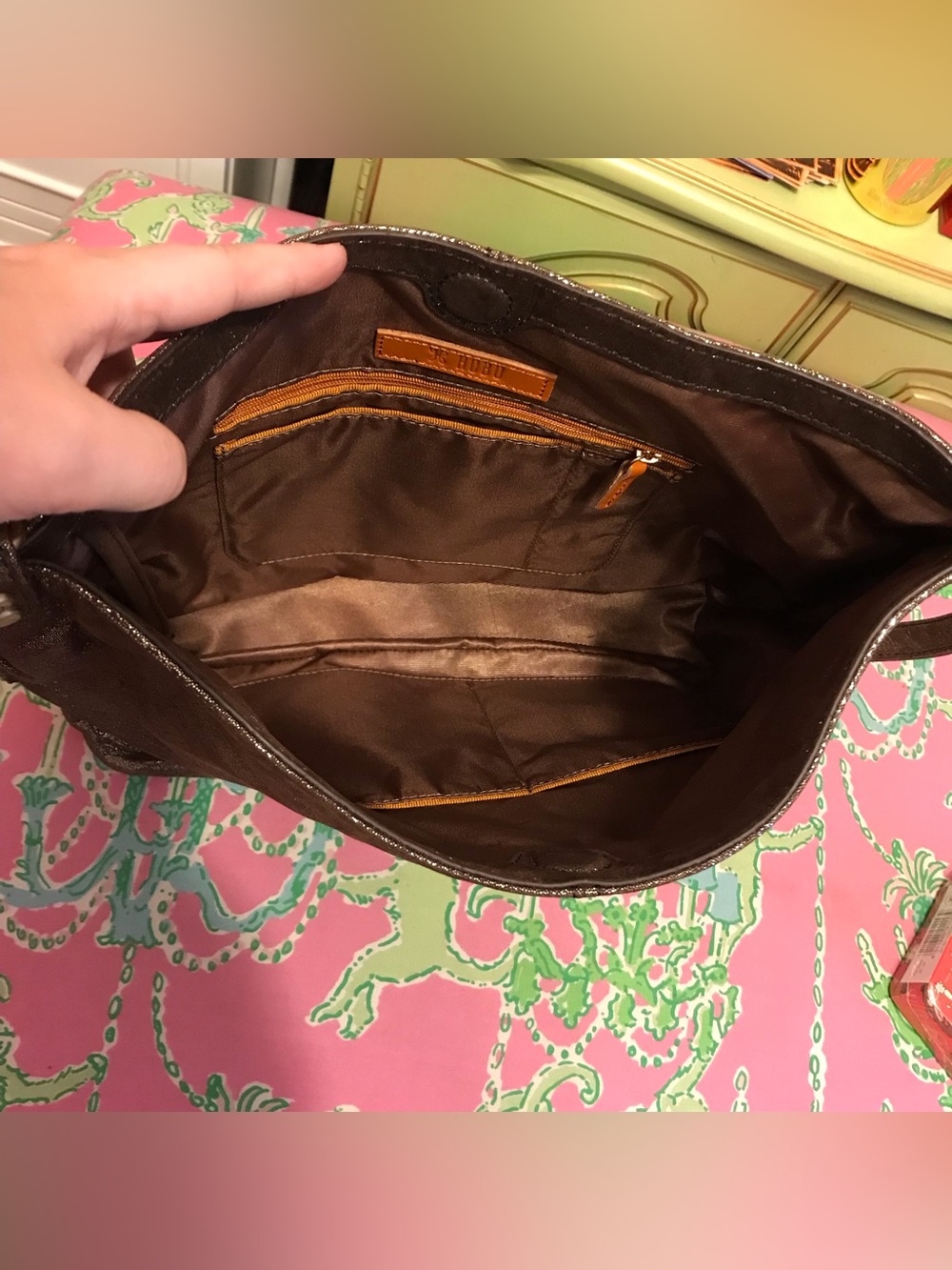 HOBO Pier Brown Metallic Leather with Gold Hardware Crossbody Bag - Picture 8 of 8